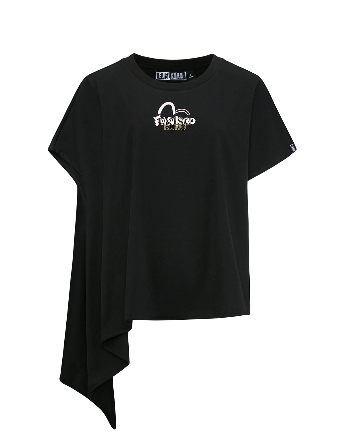 Slogan Print Asymmetric Sleeve T-shirt