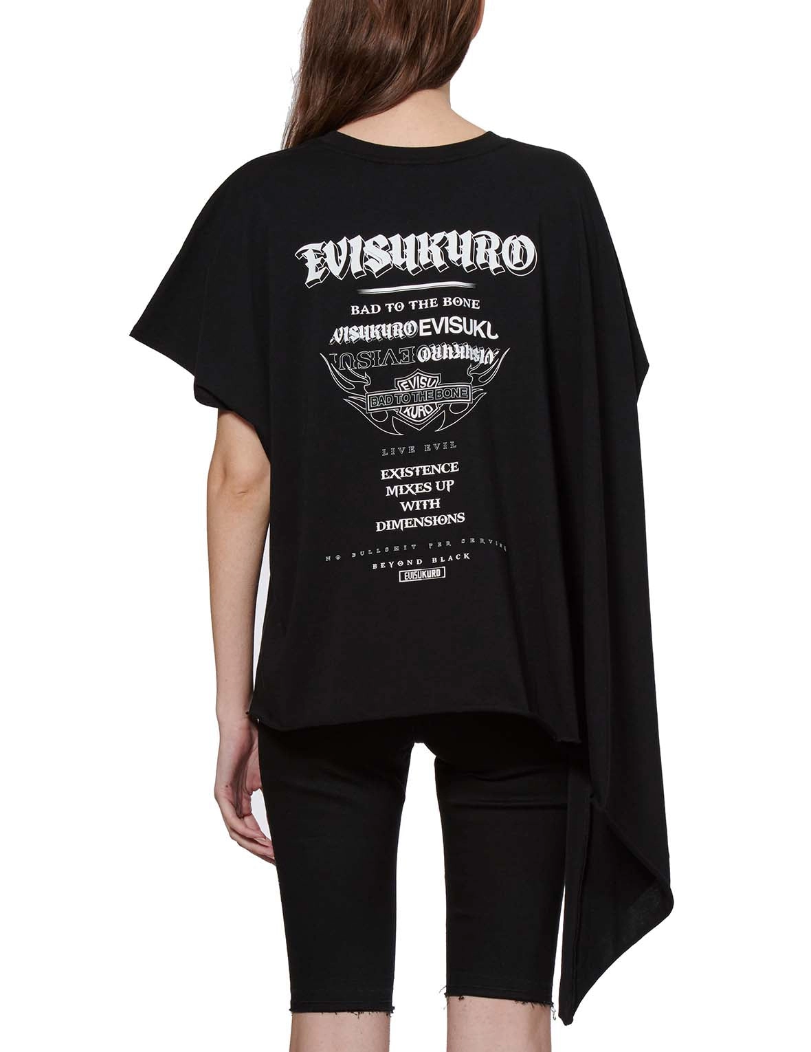 Slogan Print Asymmetric Sleeve T-shirt