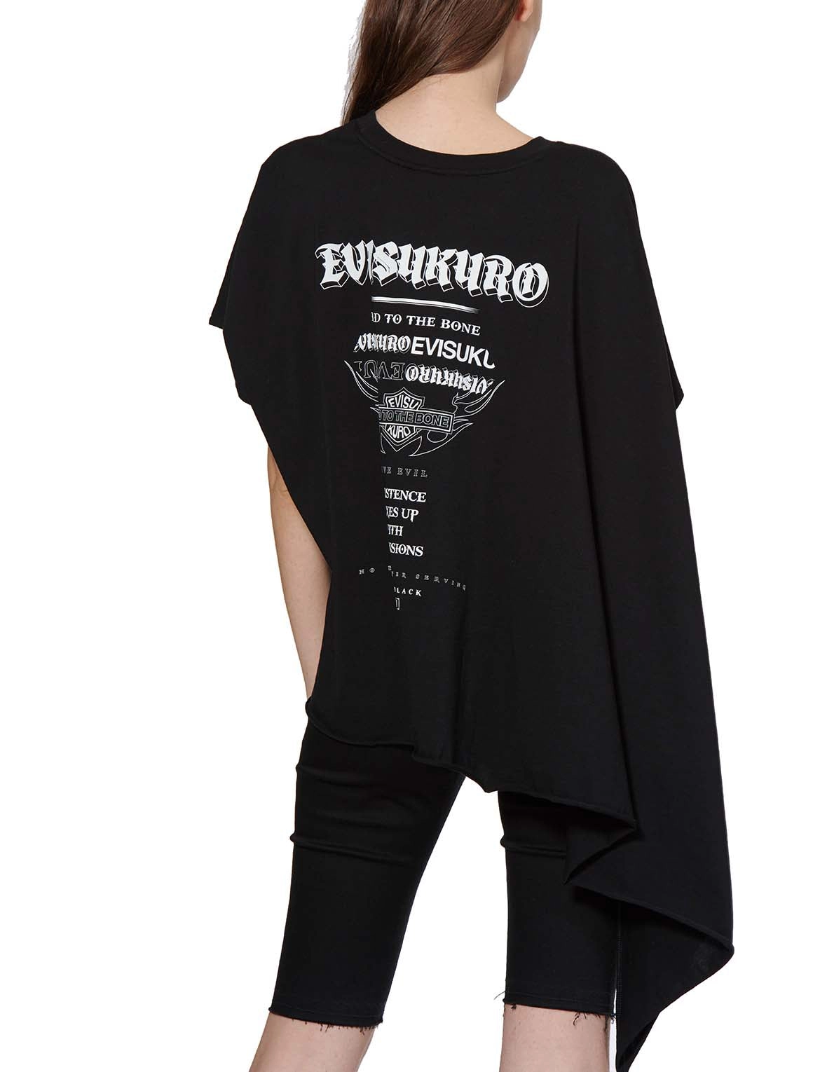 Slogan Print Asymmetric Sleeve T-shirt