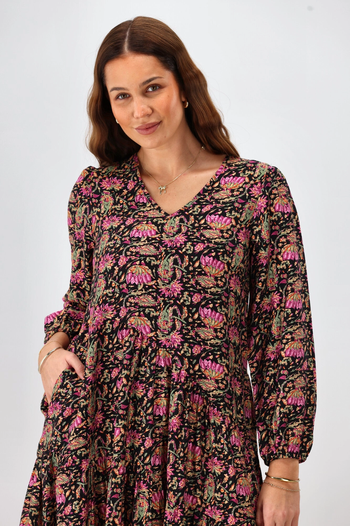 Sunday Boho Celine Dress Paisley Print Black