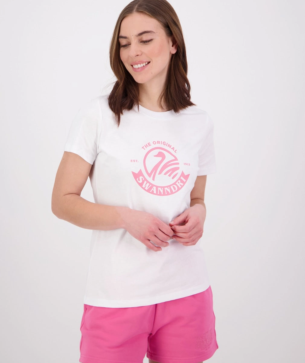 Swanndri Womens Original V3 T Shirt White/Raspberry