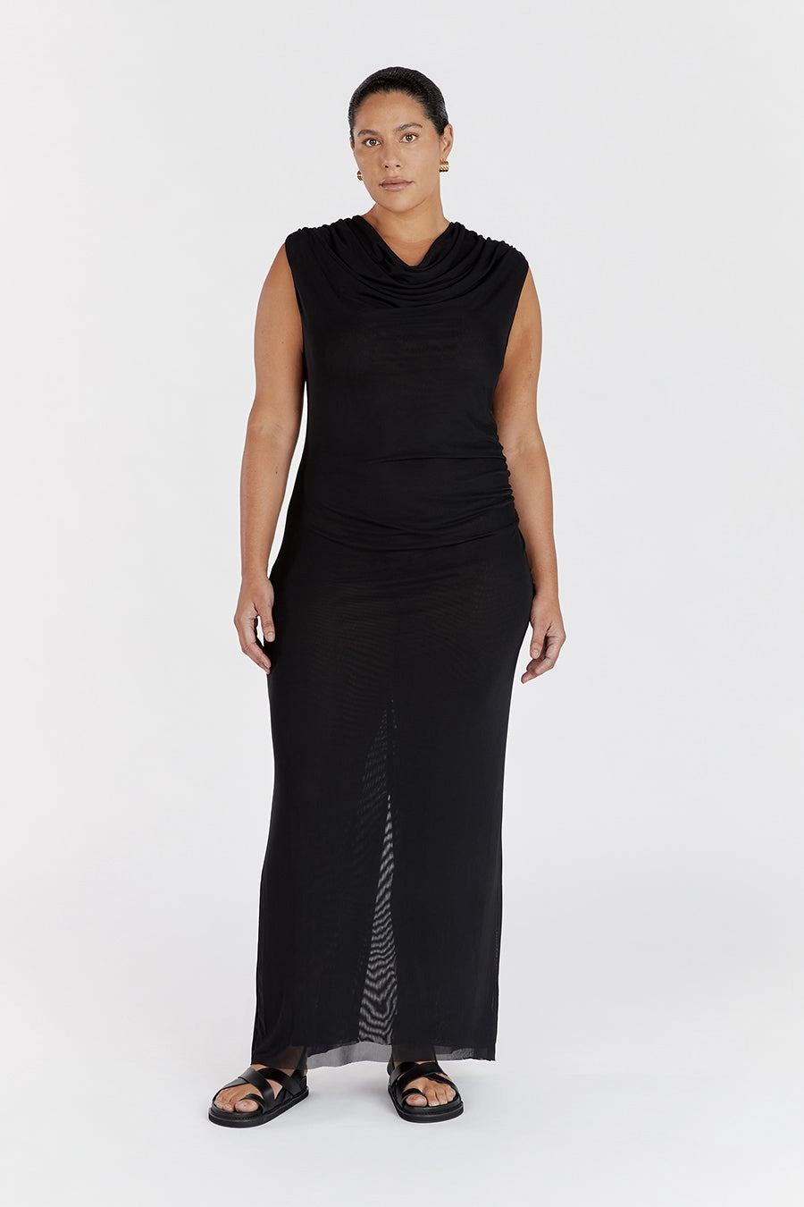 TATE BLACK MESH SLEEVELESS DRESS