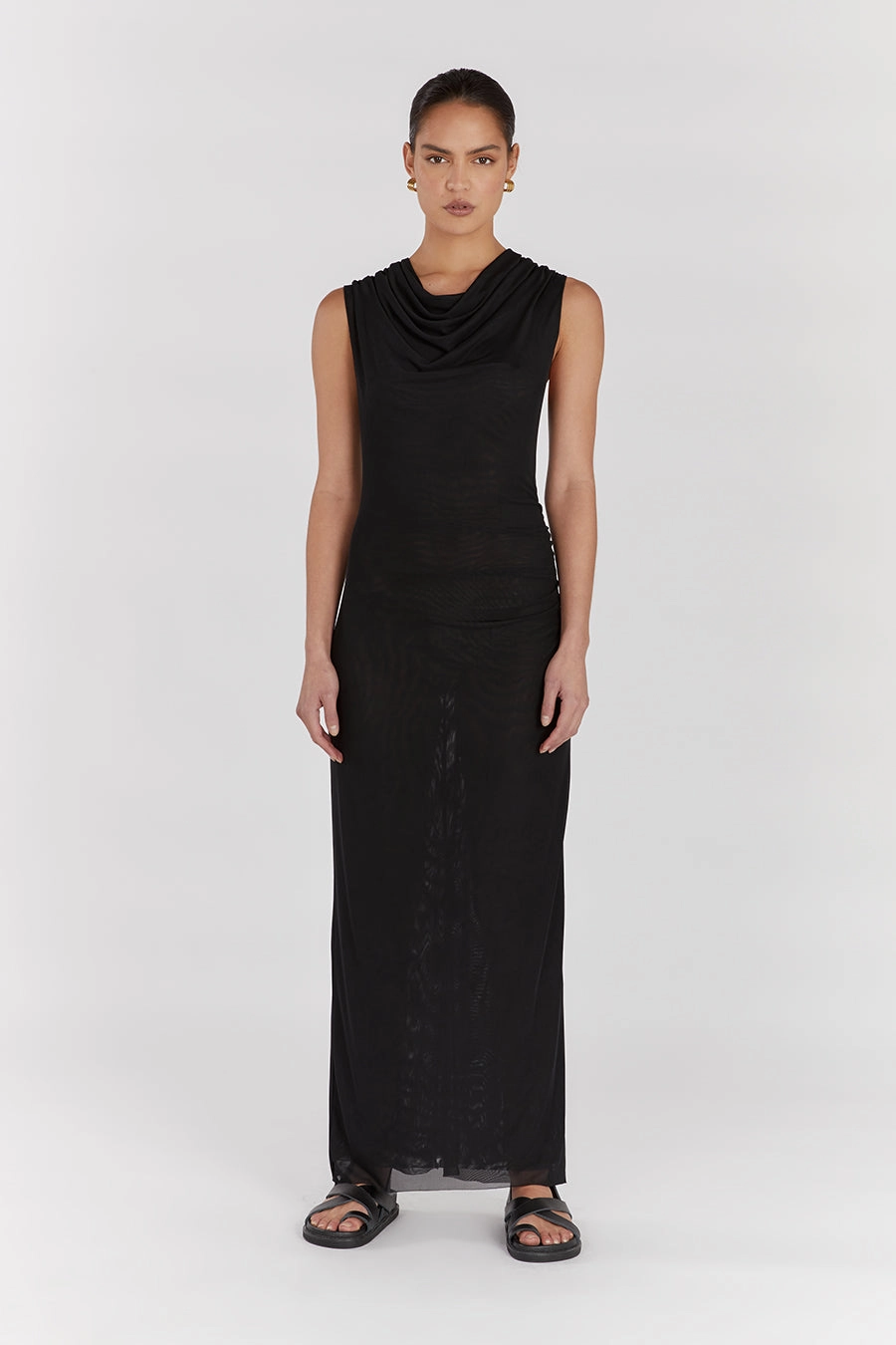 TATE BLACK MESH SLEEVELESS DRESS