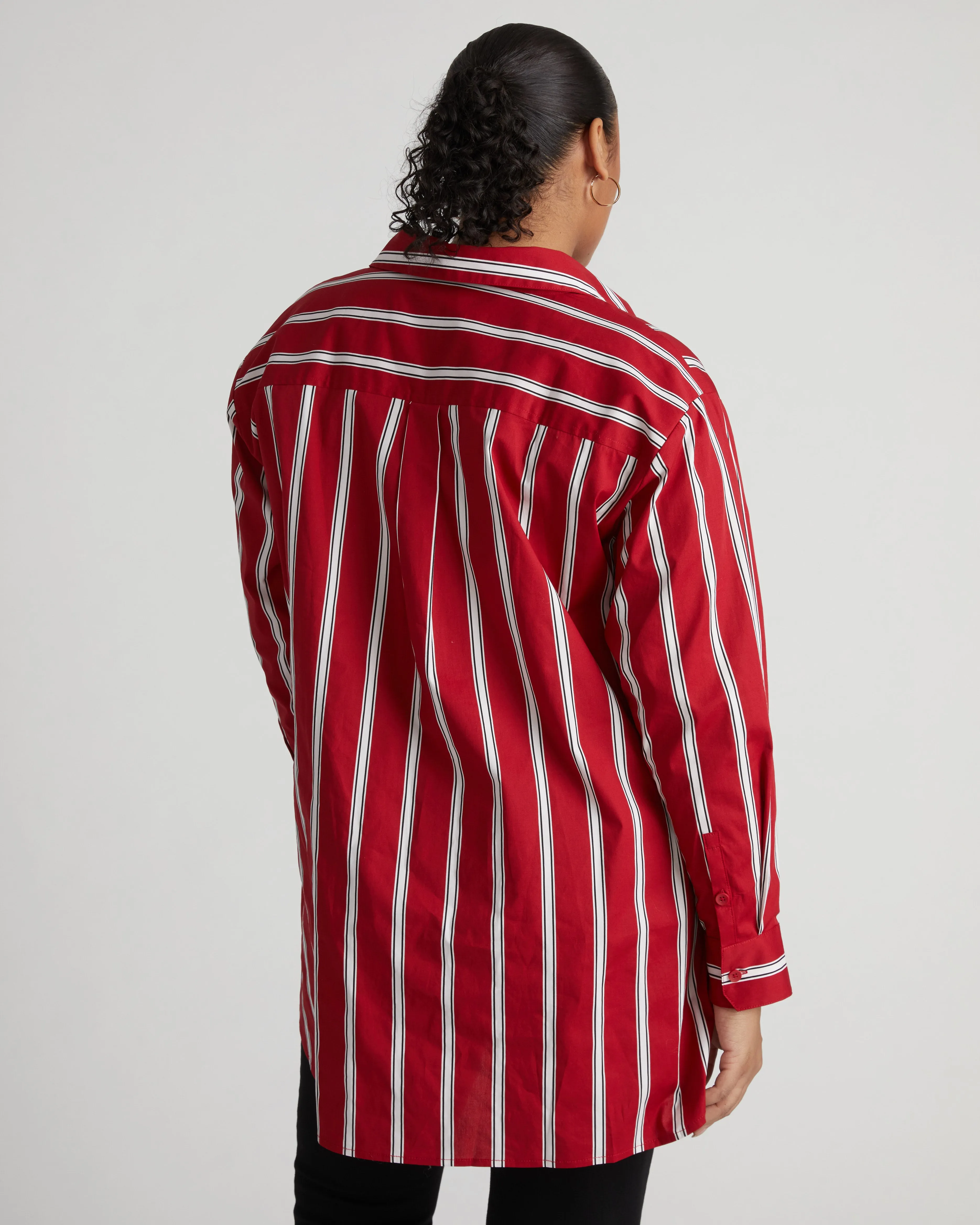 The Artist Poplin Shirt - Red/Black/White Stripe