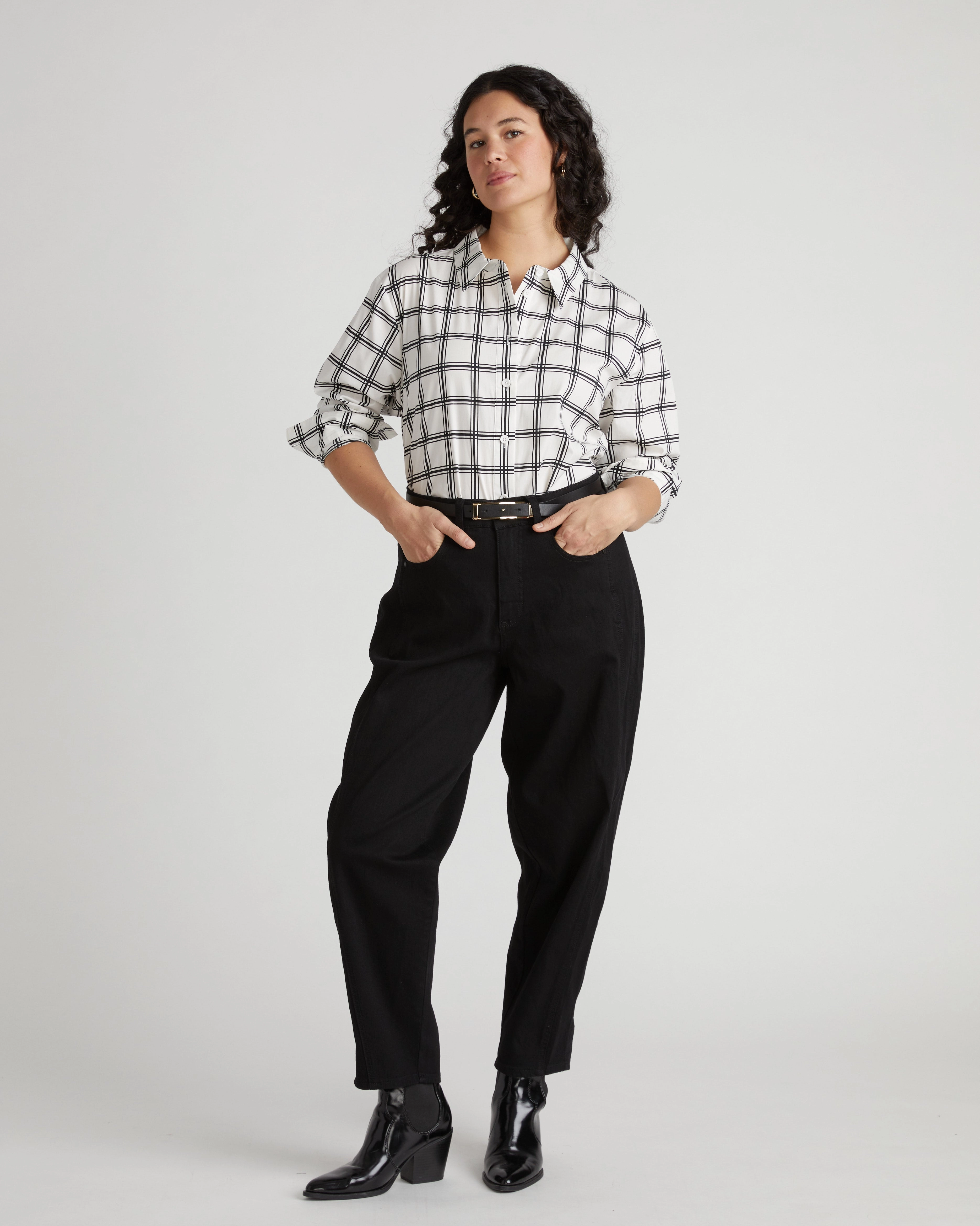 The Artist Poplin Shirt - White/Black Check