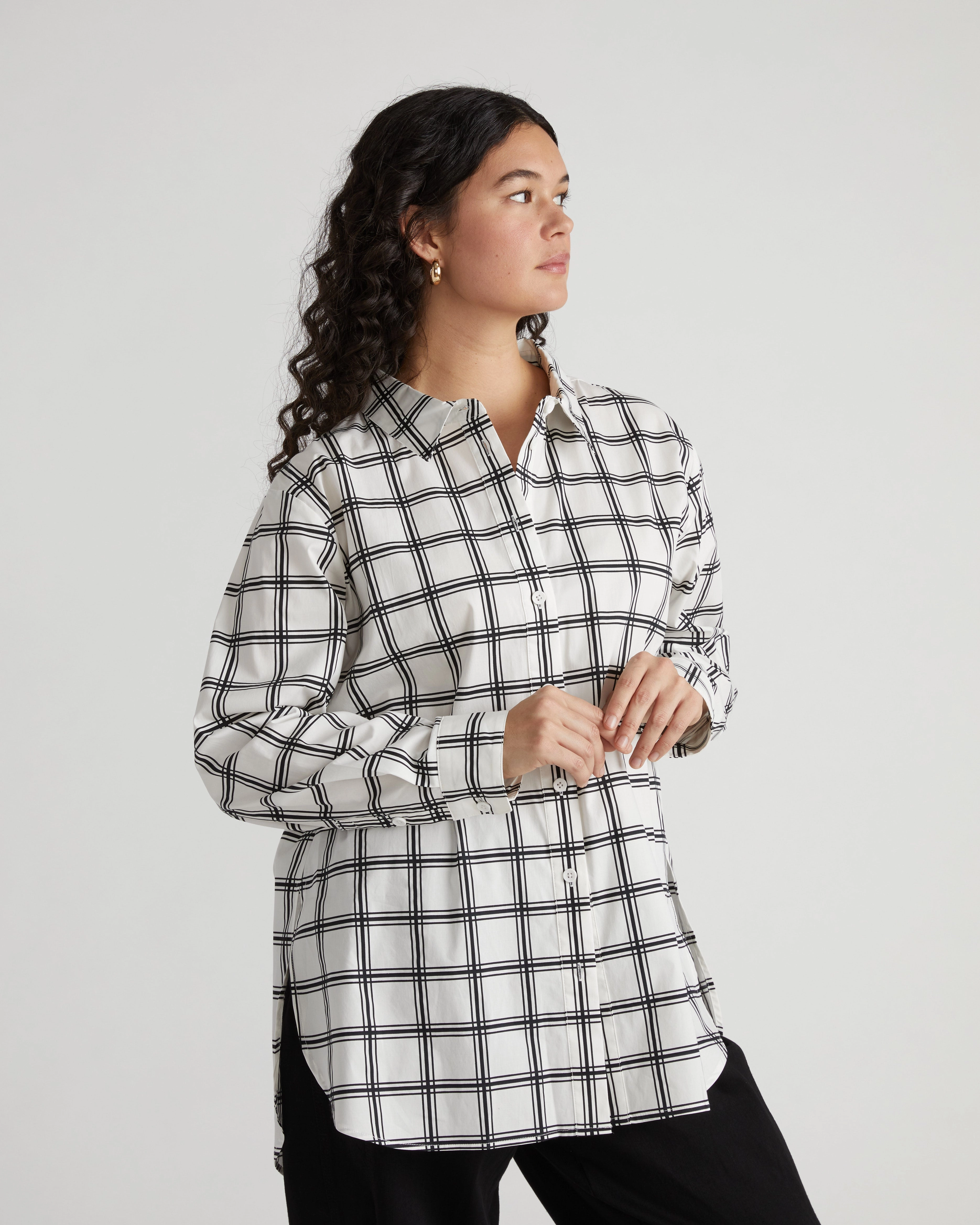 The Artist Poplin Shirt - White/Black Check