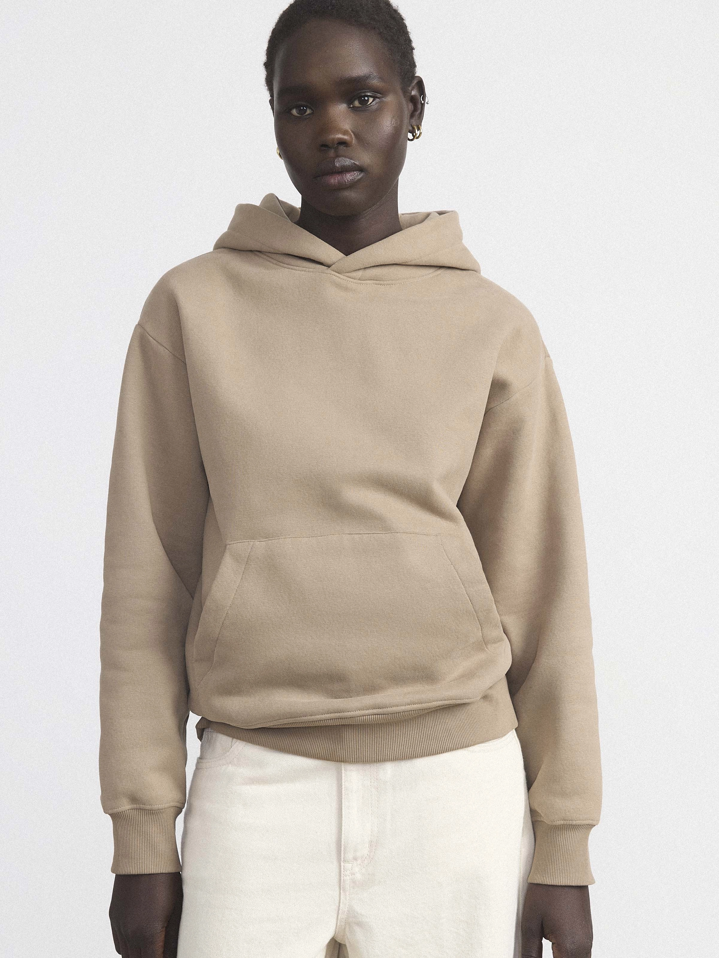 The Soft Hooded Sweatshirt in Greige