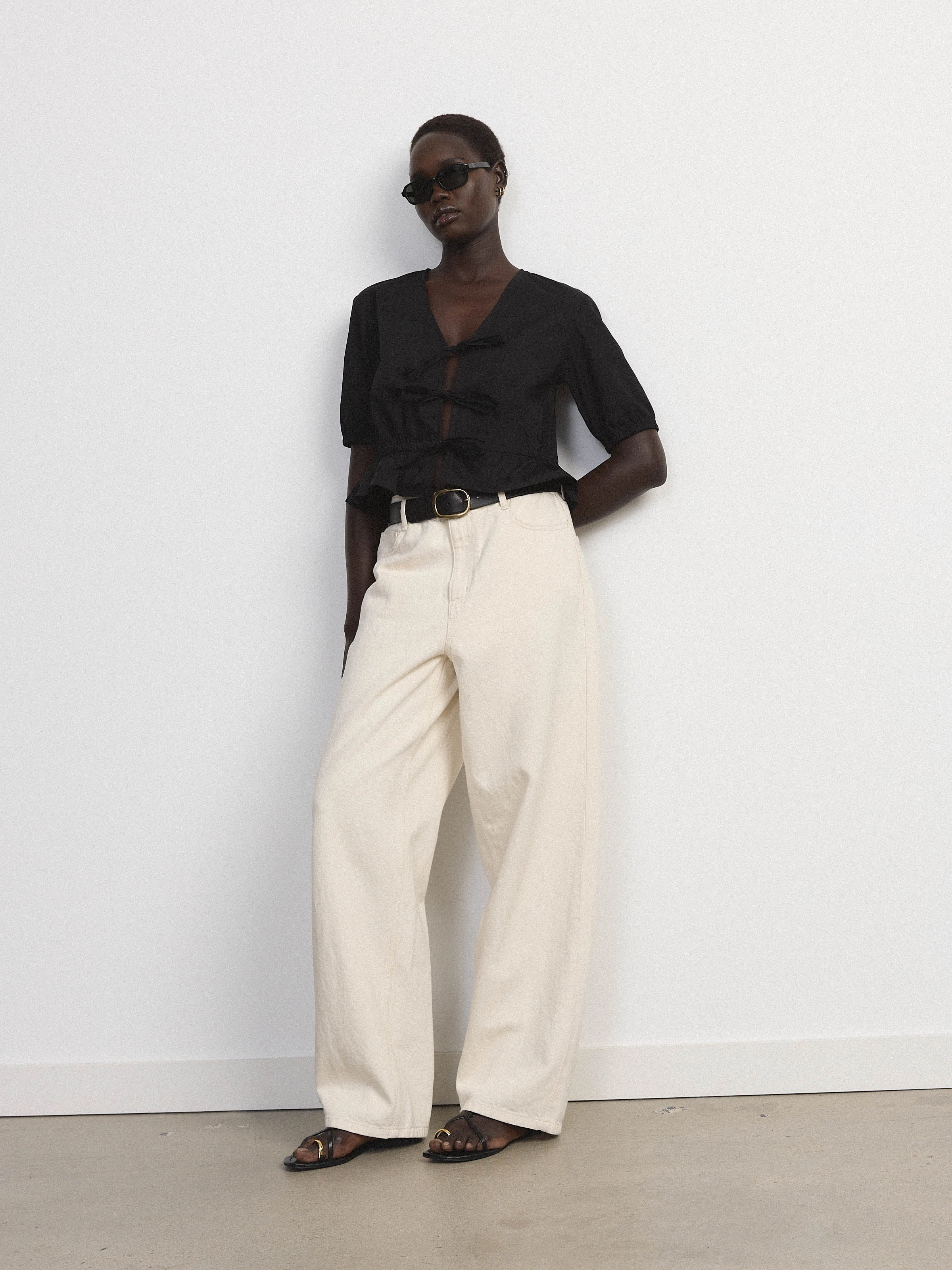 The Tie Front Blouse in Black