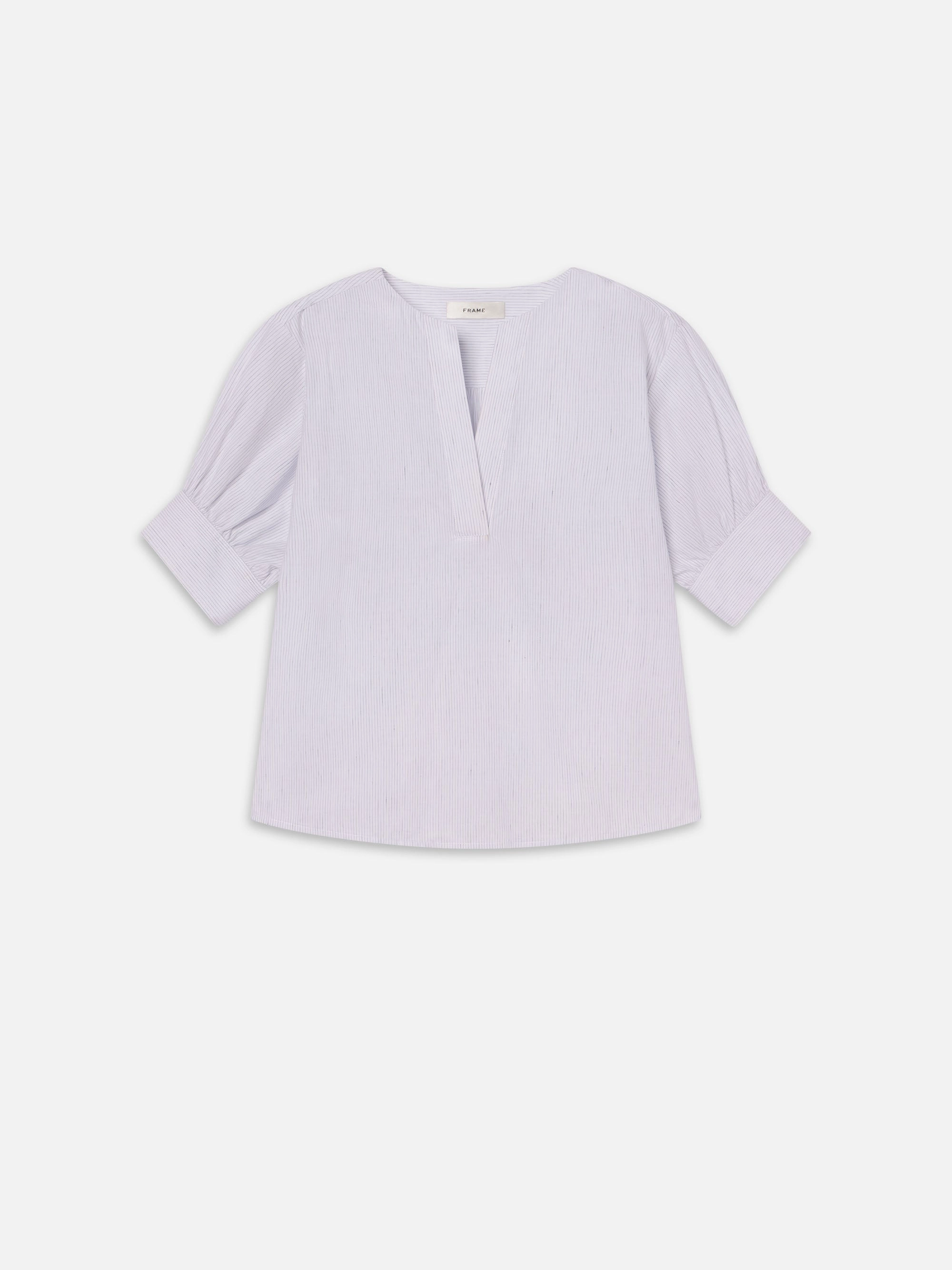 The V-Neck Popover -- Steel Blue Multi