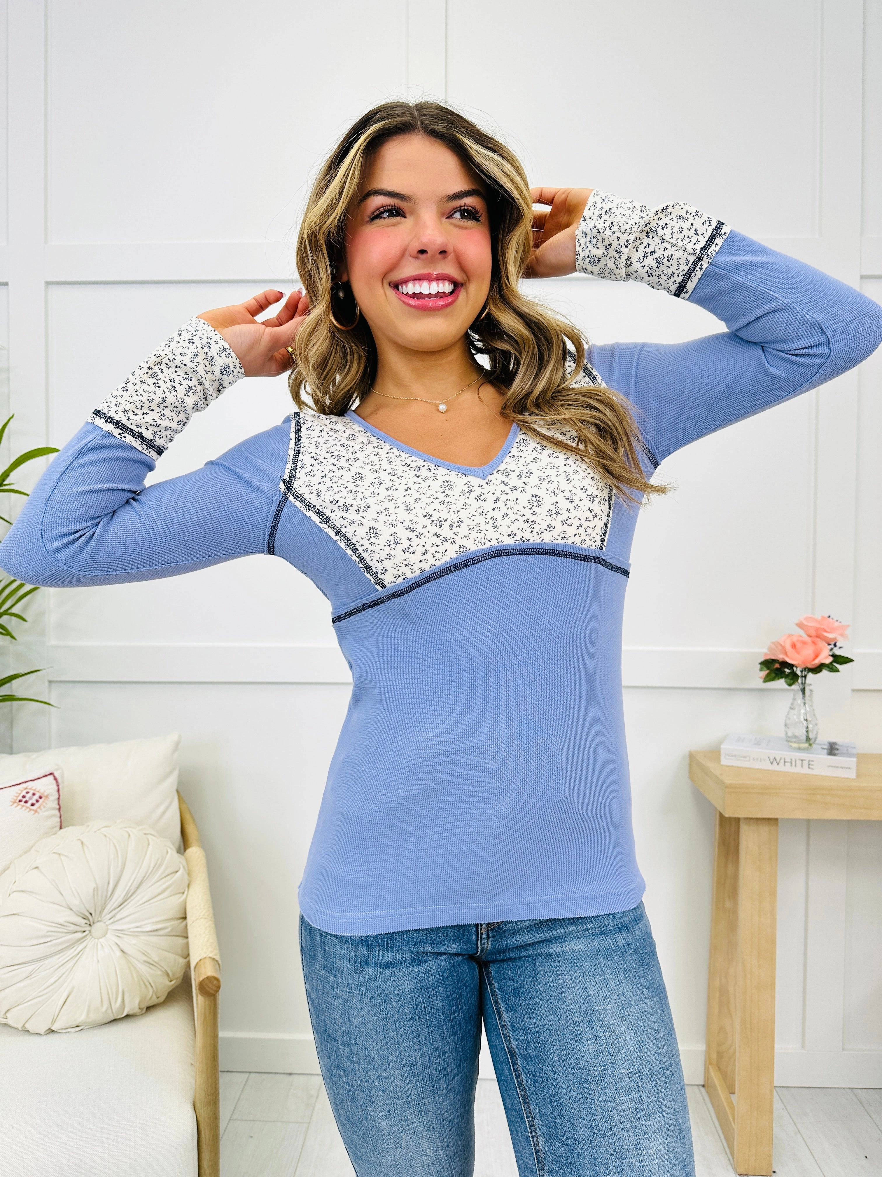 Threads of Grace Top In Evening Blue