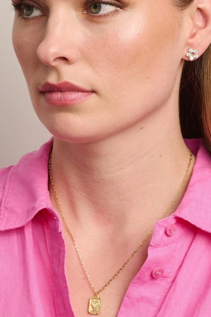 Tiger Tree Heart Pendant Necklace Gold Crystal