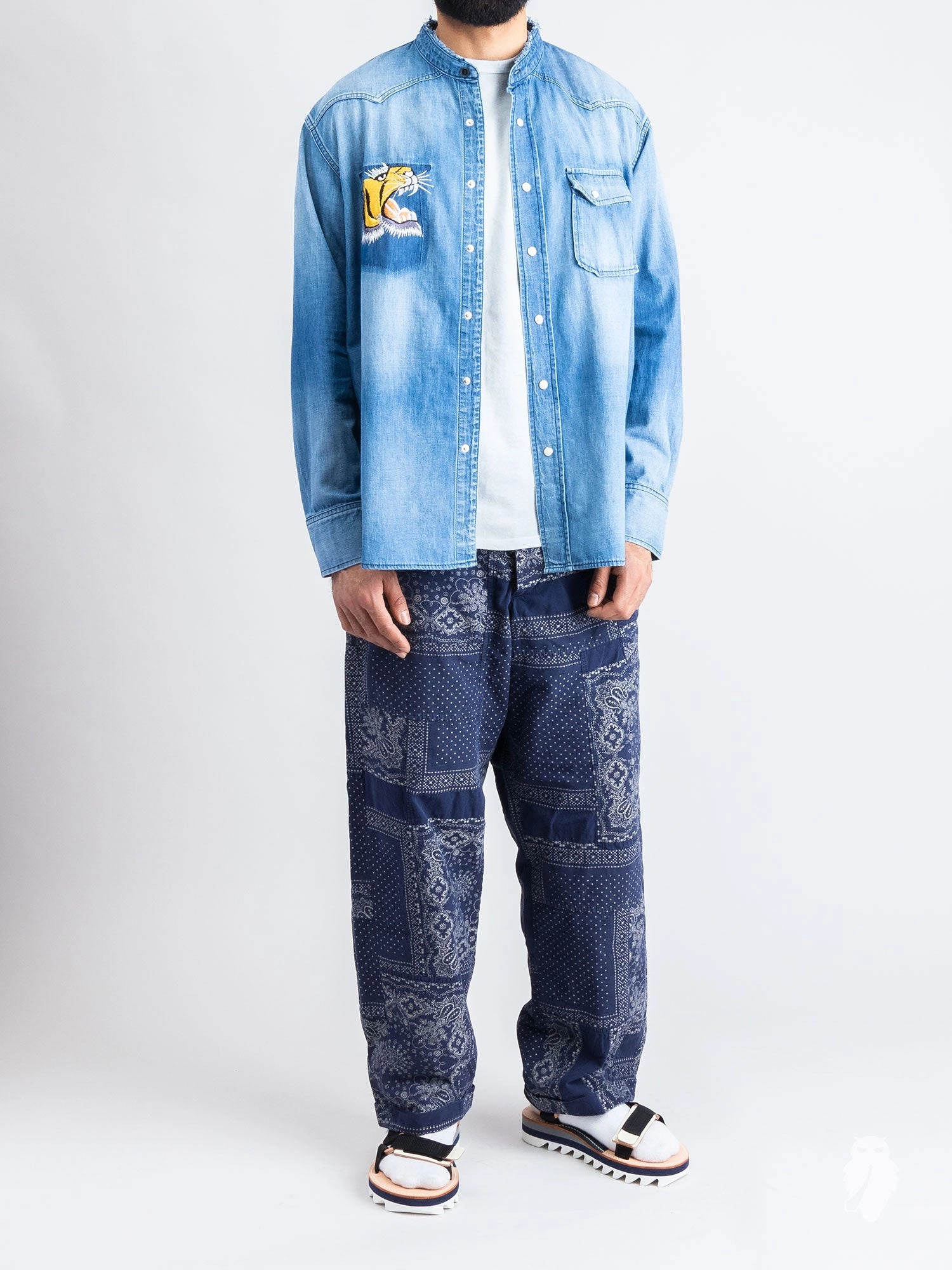 Tiger Western Shirt in Used Indigo
