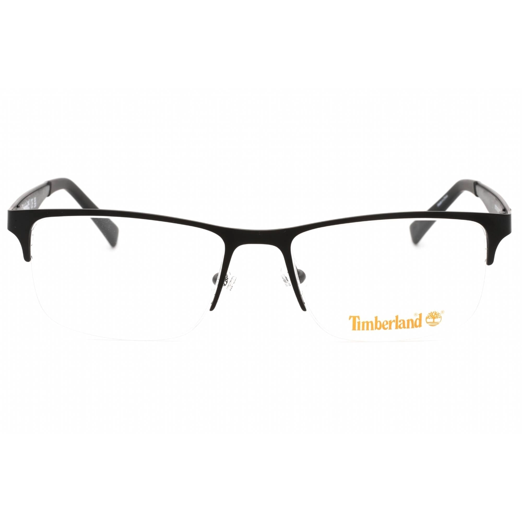 Timberland Men's Eyeglasses - Matte Black Rectangular Half Rim Frame | TB1709 002