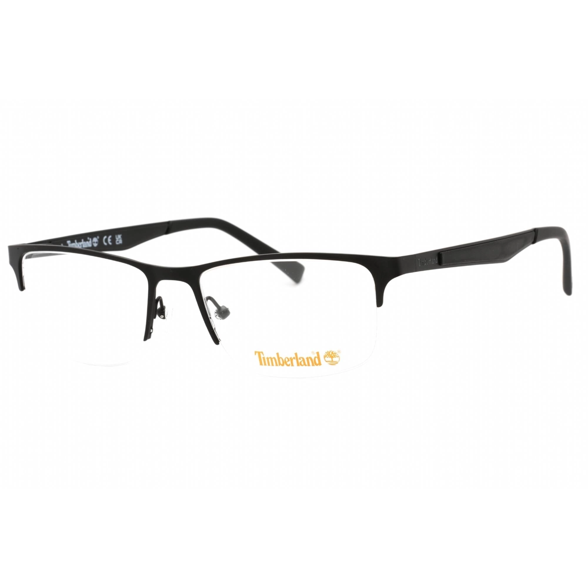 Timberland Men's Eyeglasses - Matte Black Rectangular Half Rim Frame | TB1709 002