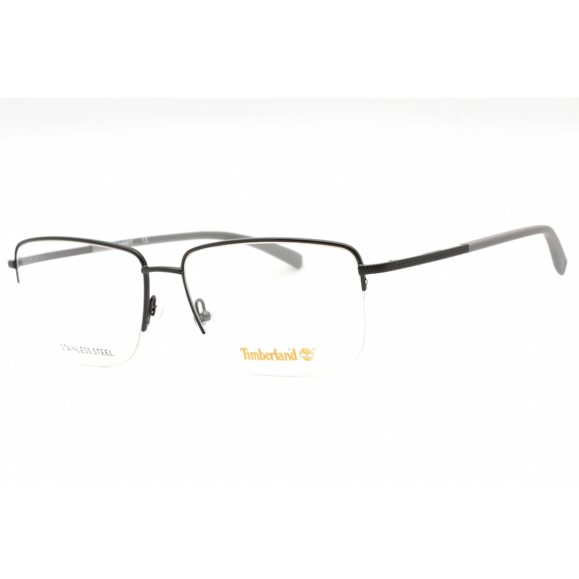 Timberland Men's Eyeglasses - Shiny Black Rectangular Half Rim Frame | TB1773 001
