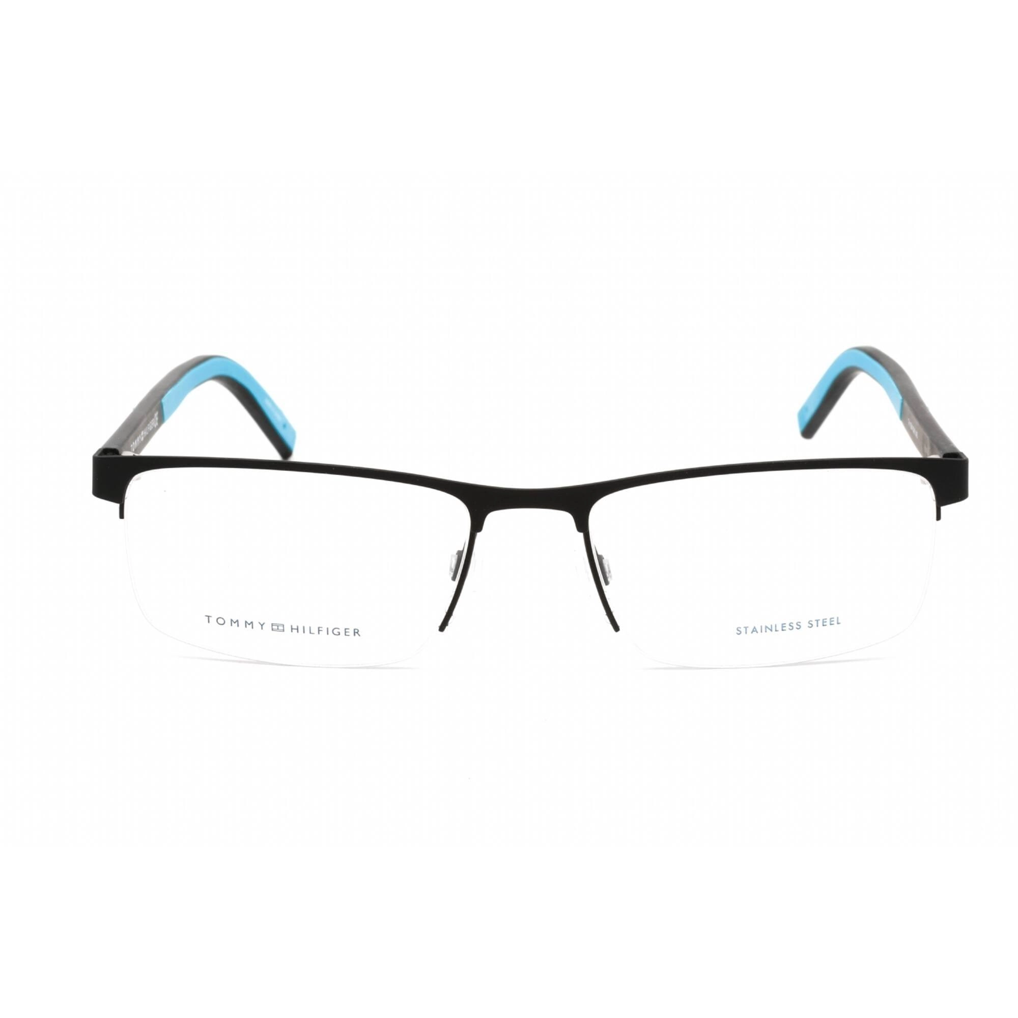 Tommy Hilfiger Men's Eyeglasses - Matte Black Blue Rectangular Frame | Th 1594 00VK 00