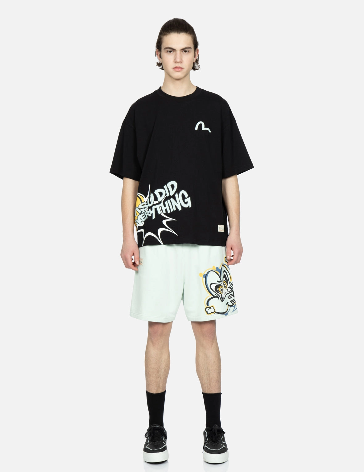 Transforming Daruma Print Sweat Shorts