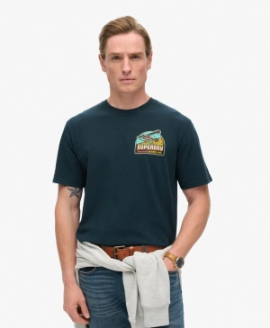 Travel Postcard Chest Tshirt | Eclipse Navy
