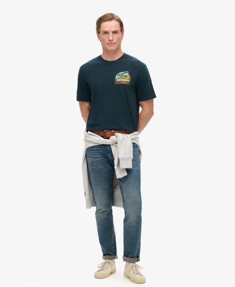 Travel Postcard Chest Tshirt | Eclipse Navy