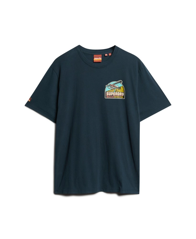 Travel Postcard Chest Tshirt | Eclipse Navy