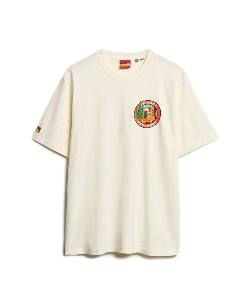 Travel Postcard Chest Tshirt | Solitary Star White