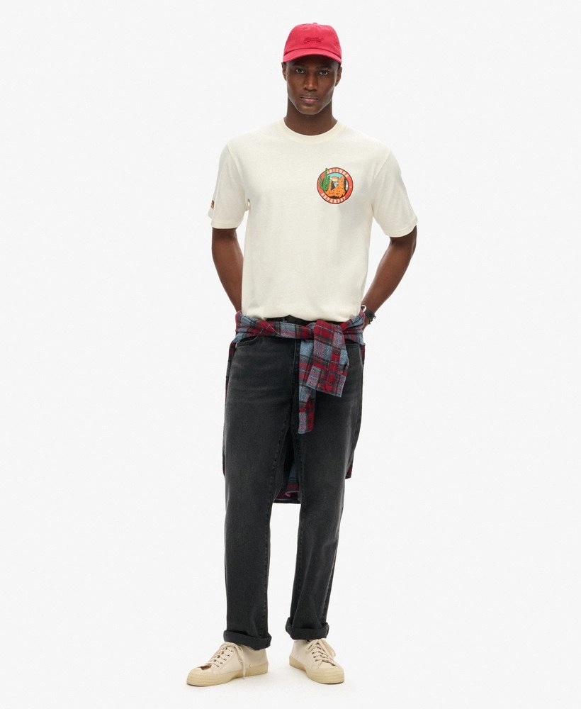 Travel Postcard Chest Tshirt | Solitary Star White