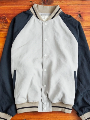 Two-Tone Baseball Jacket in Greige
