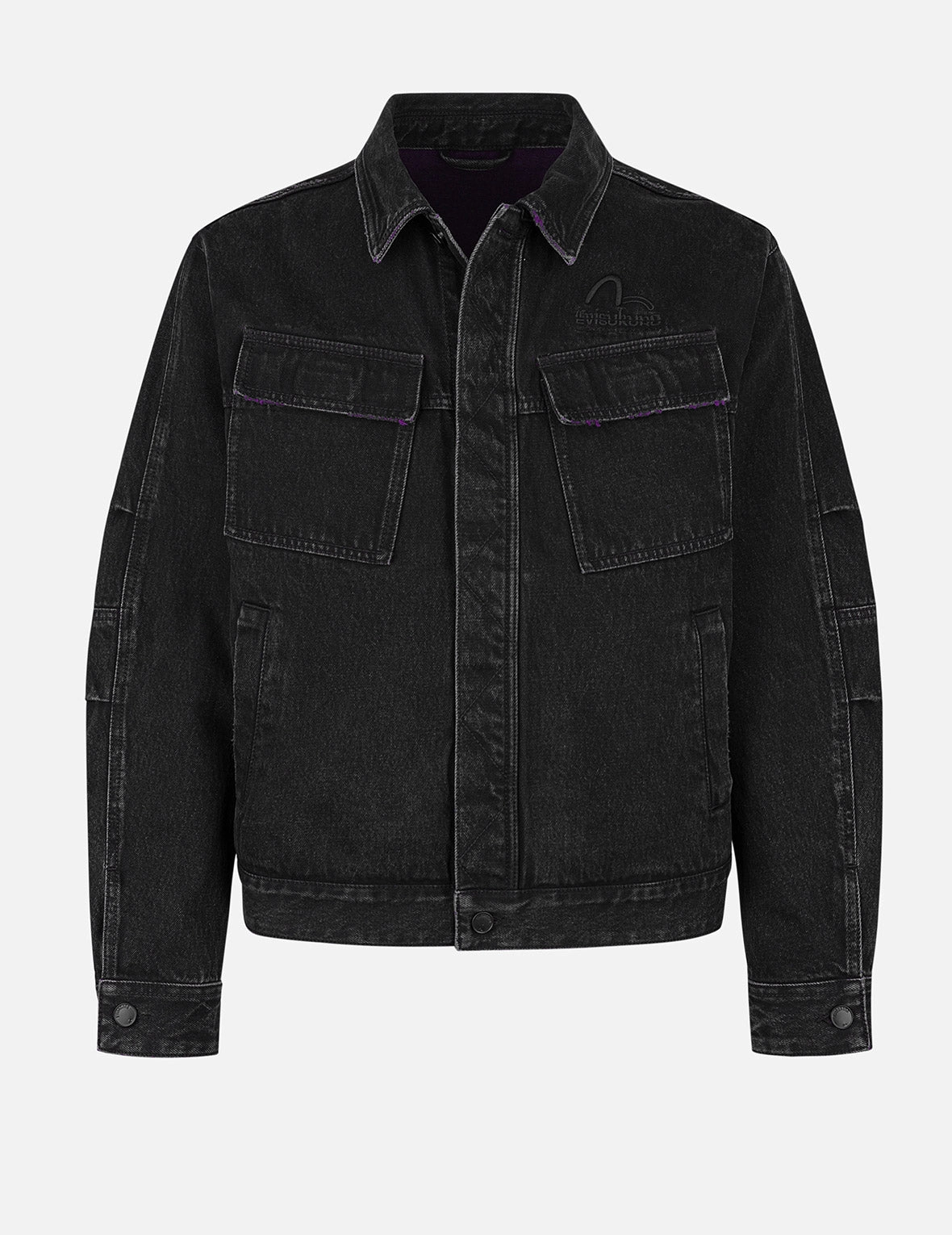 Two Tone Distressed Relax Fit Trucker Jacket