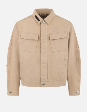 Two Tone Distressed Relax Fit Trucker Jacket