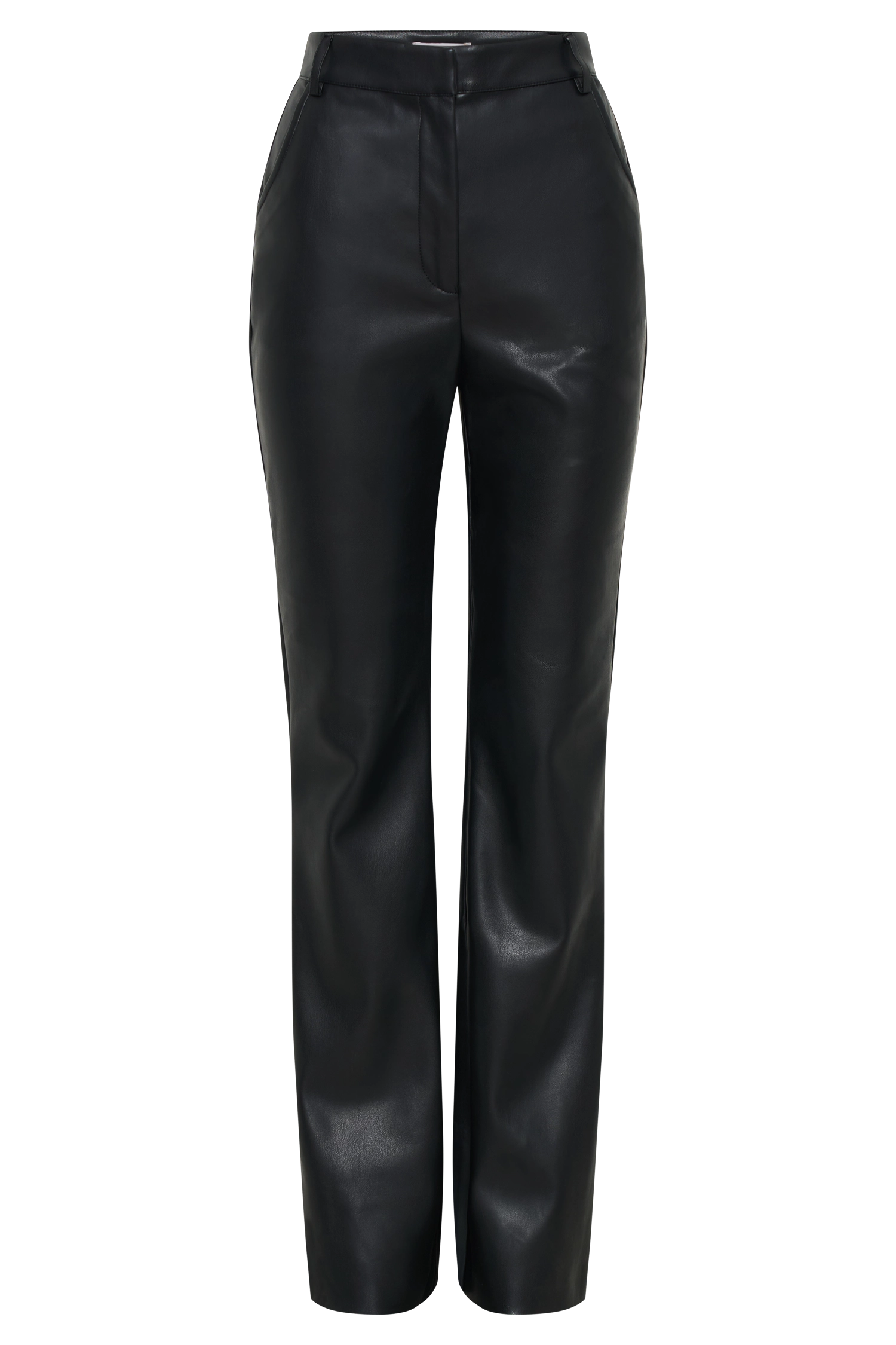 Tyra Straight Leg Faux Leather Pants - Black