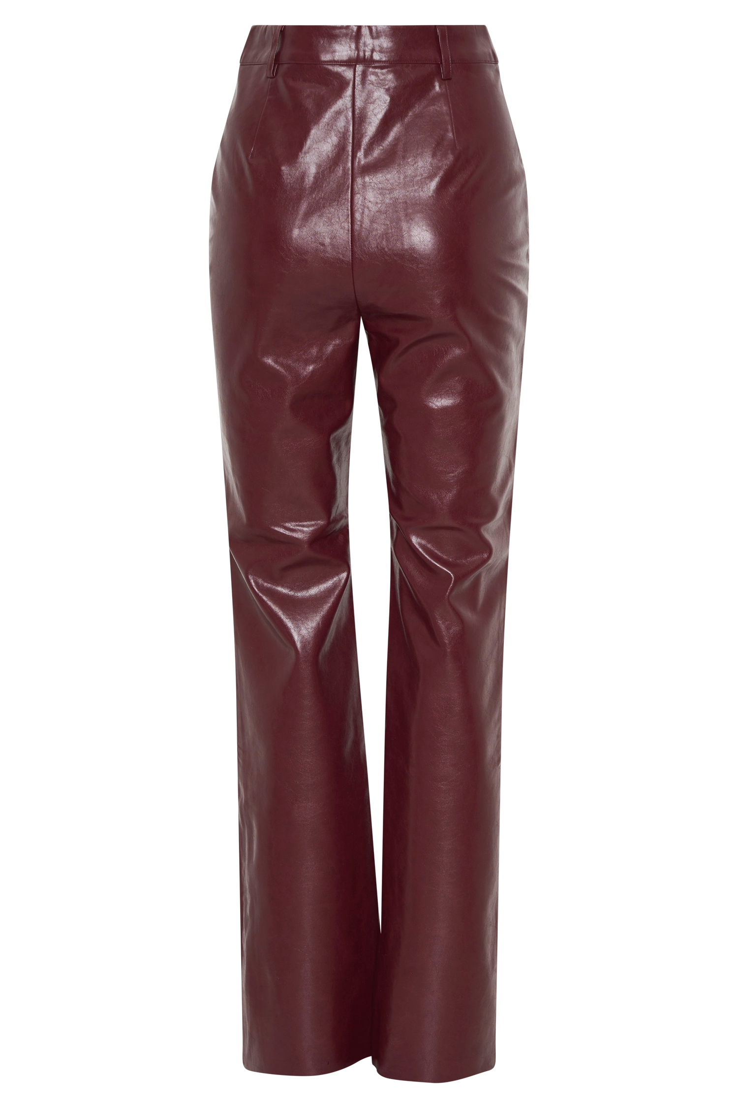 Tyra Straight Leg Faux Leather Pants - Cherry Red