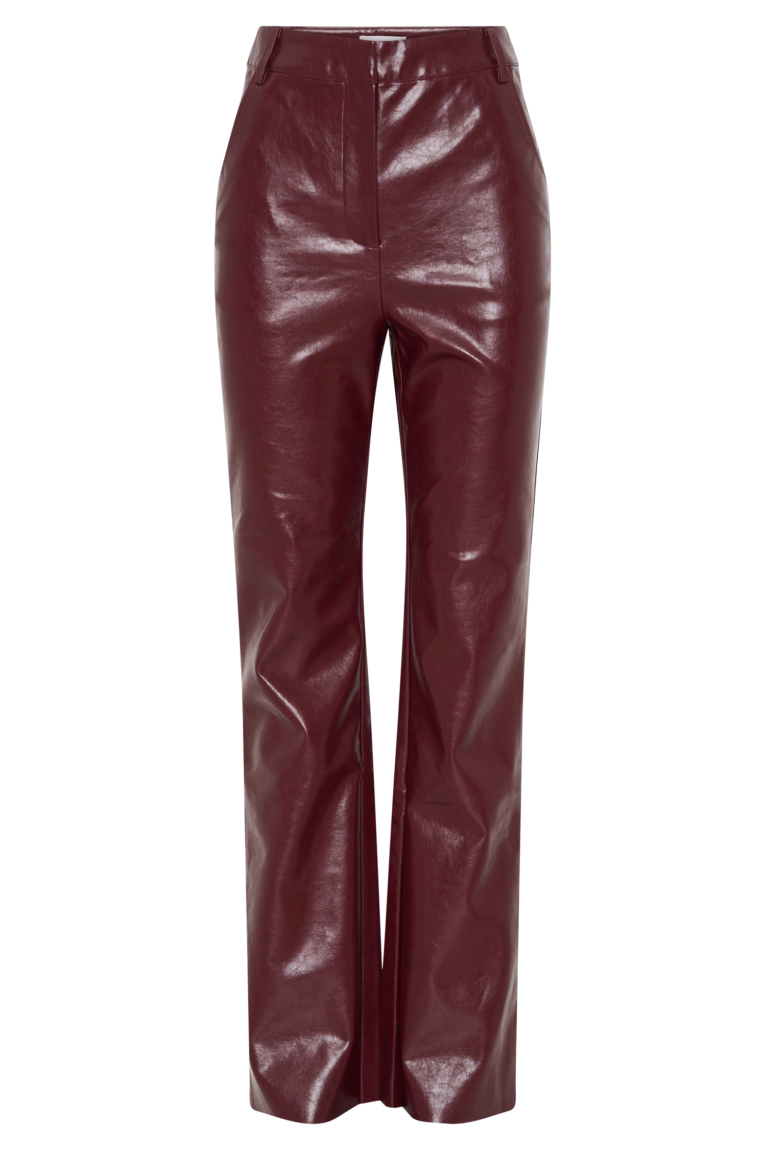 Tyra Straight Leg Faux Leather Pants - Cherry Red