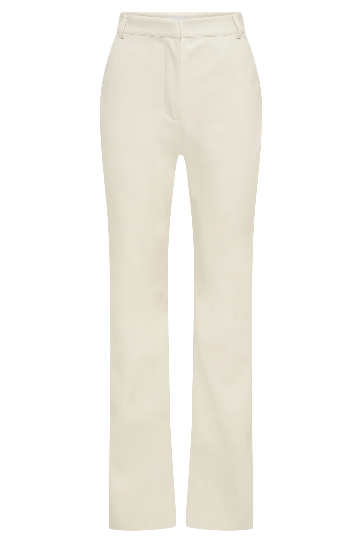 Tyra Straight Leg Faux Leather Pants - Ivory