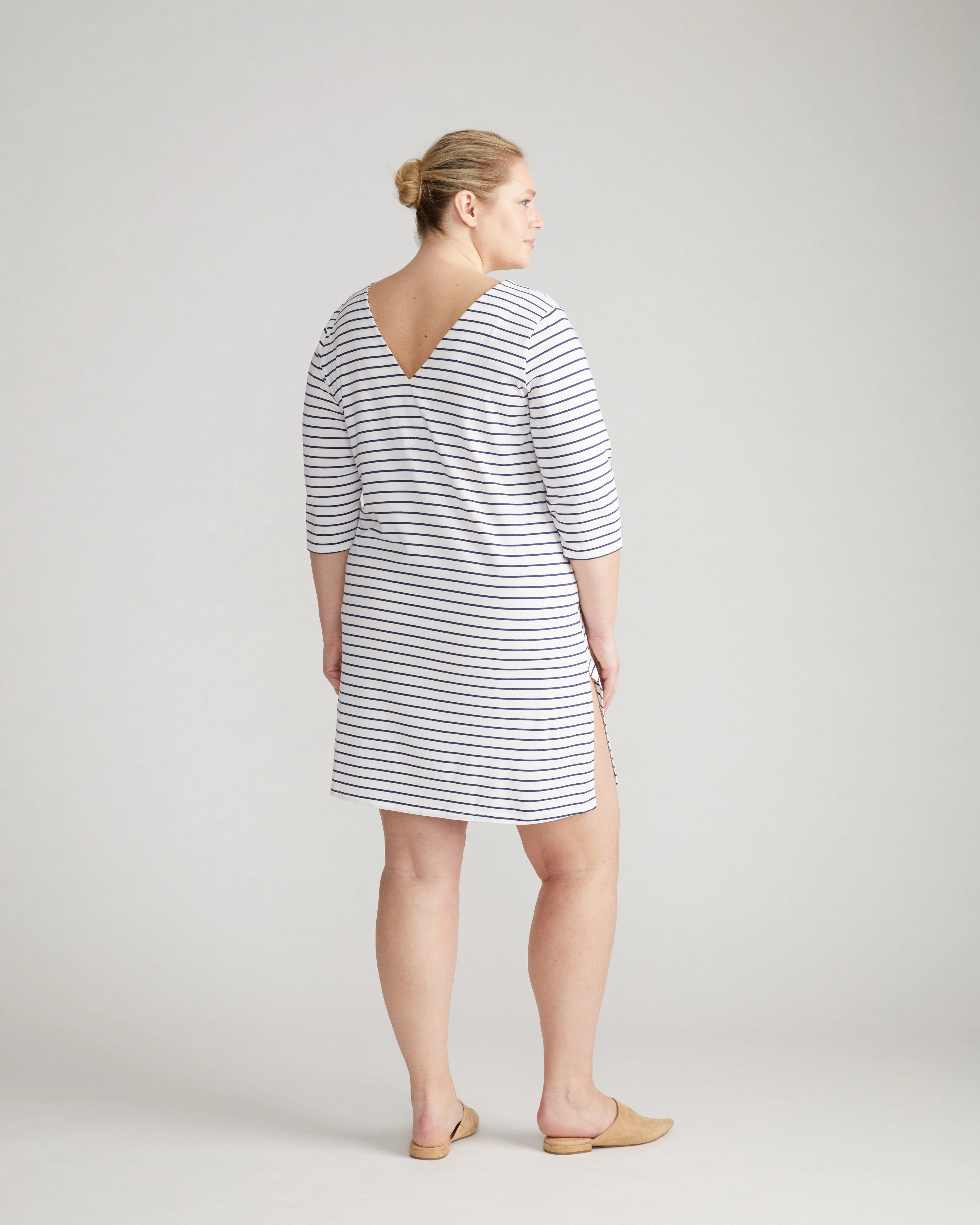UltimateS Aubrey Sleep Dress - White/Cenote Stripe