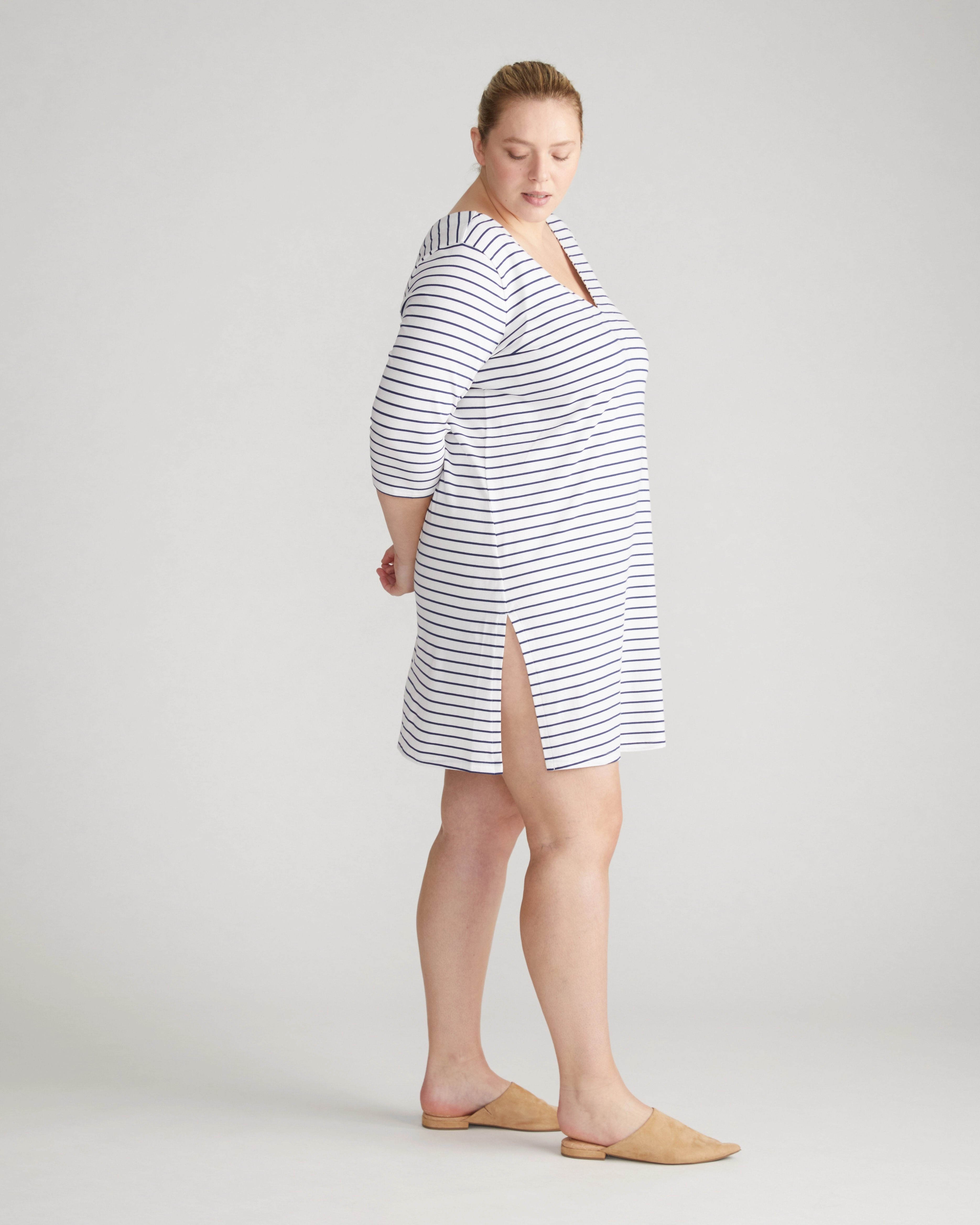 UltimateS Aubrey Sleep Dress - White/Cenote Stripe