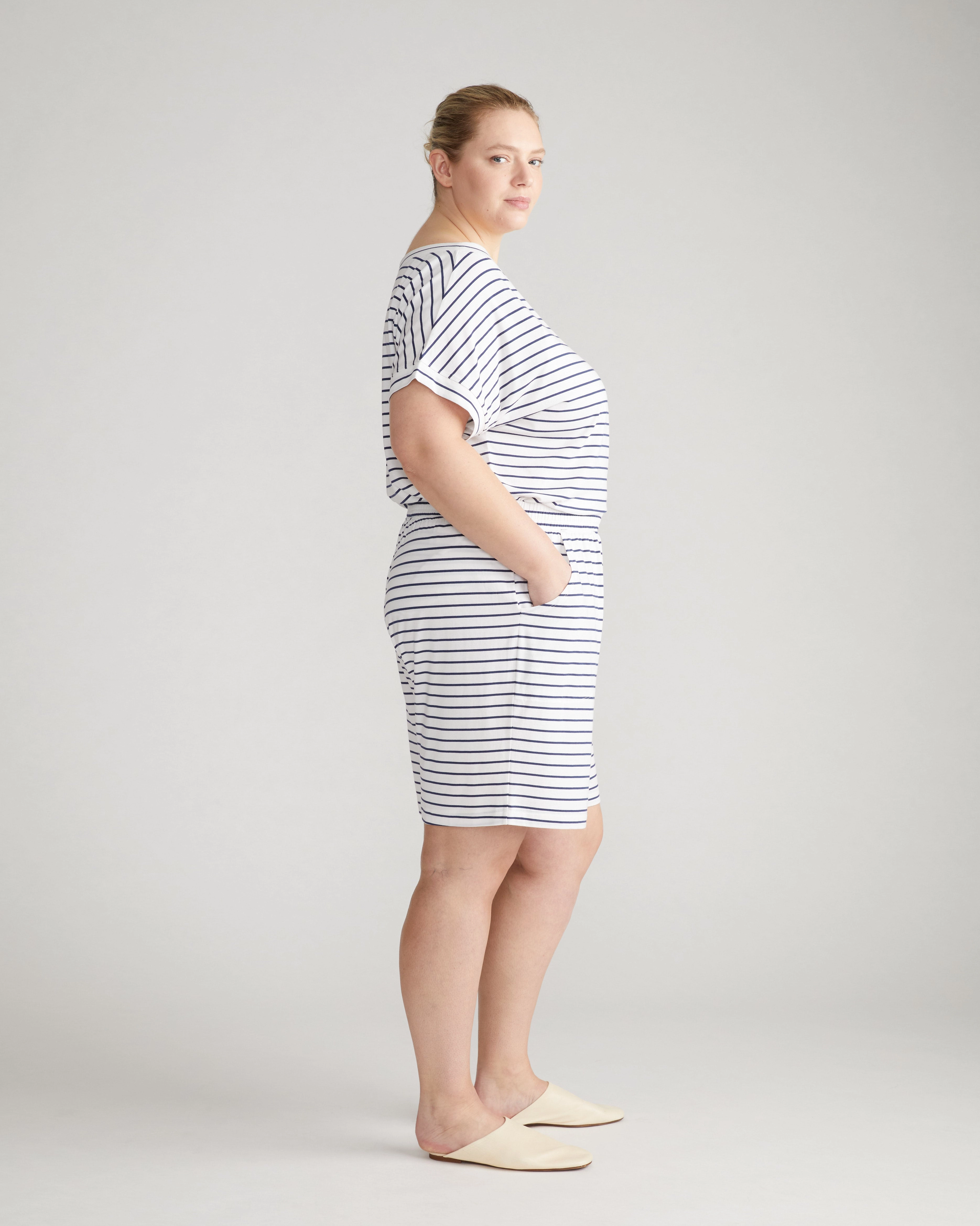UltimateS Lorelai Lounge Shorts - White/Cenote Stripe