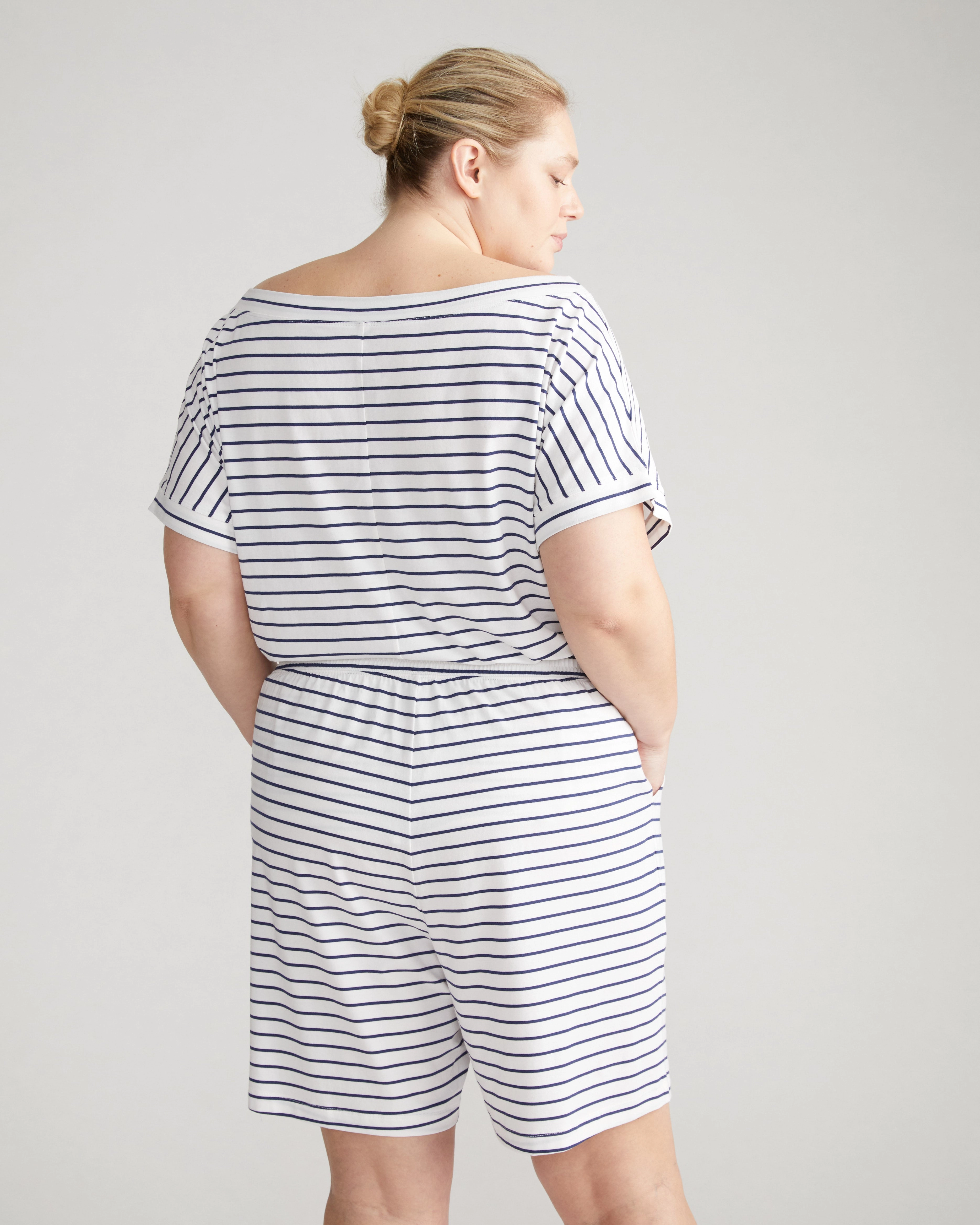 UltimateS Lorelai Lounge Shorts - White/Cenote Stripe