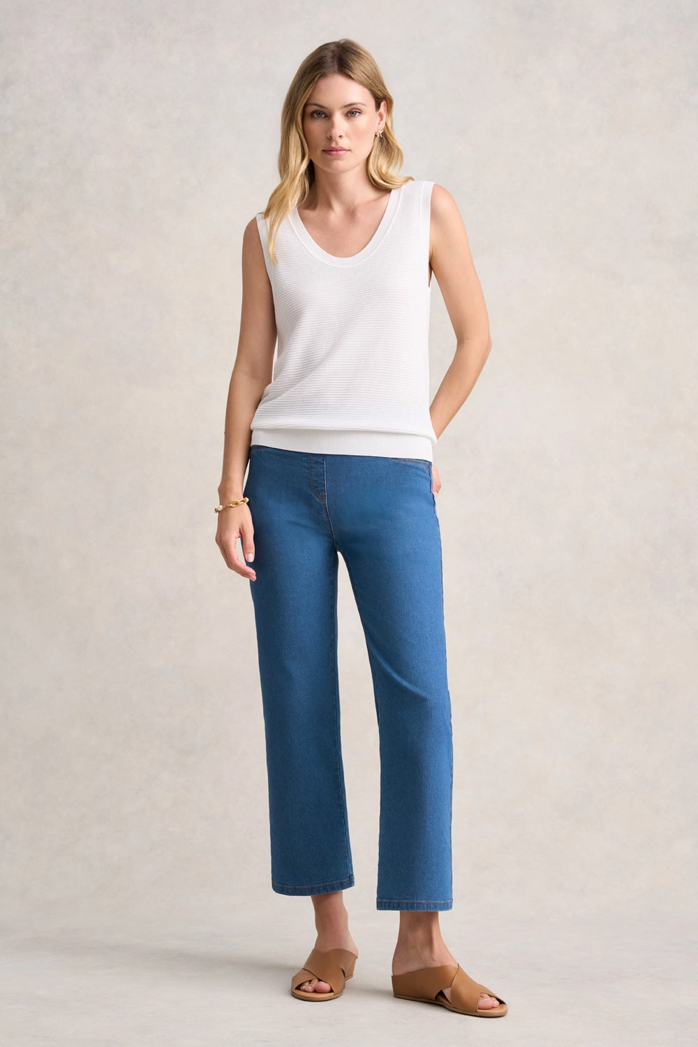 V-Neck Knit Tank - White