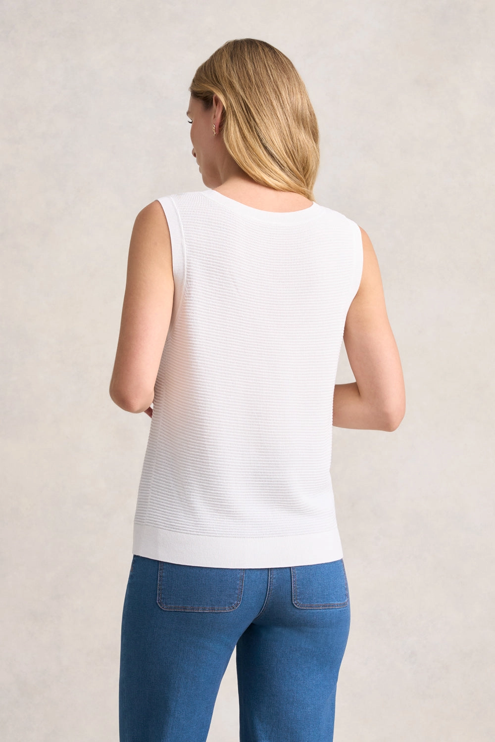 V-Neck Knit Tank - White
