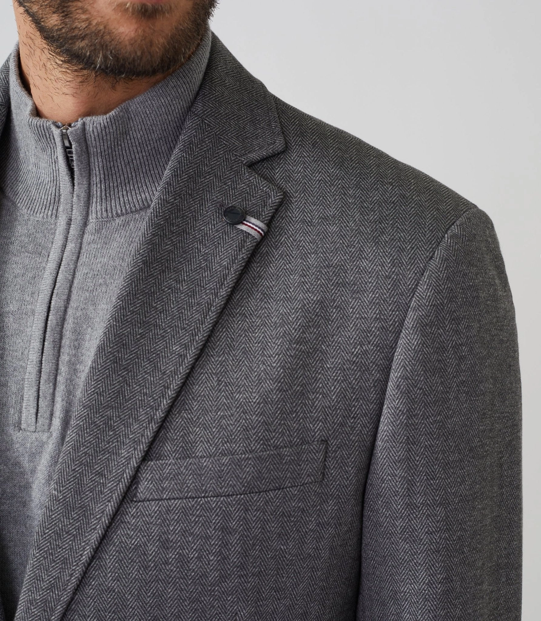 Veste maille chevron grise Relief