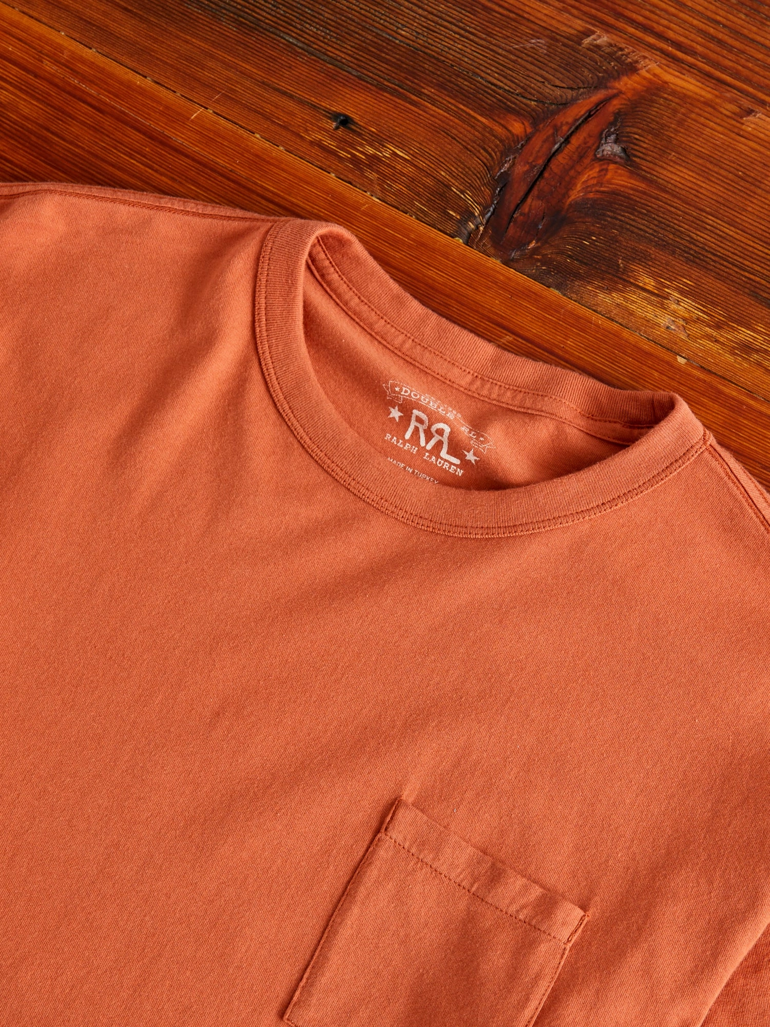 Vintage Knit Pocket T-Shirt in Orange