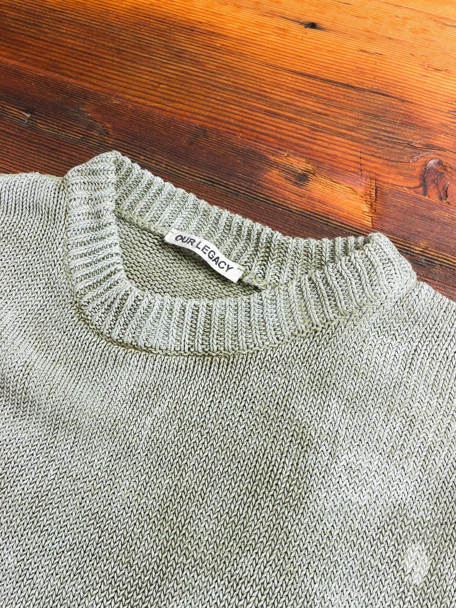 Waxed Sweater in Military Linen