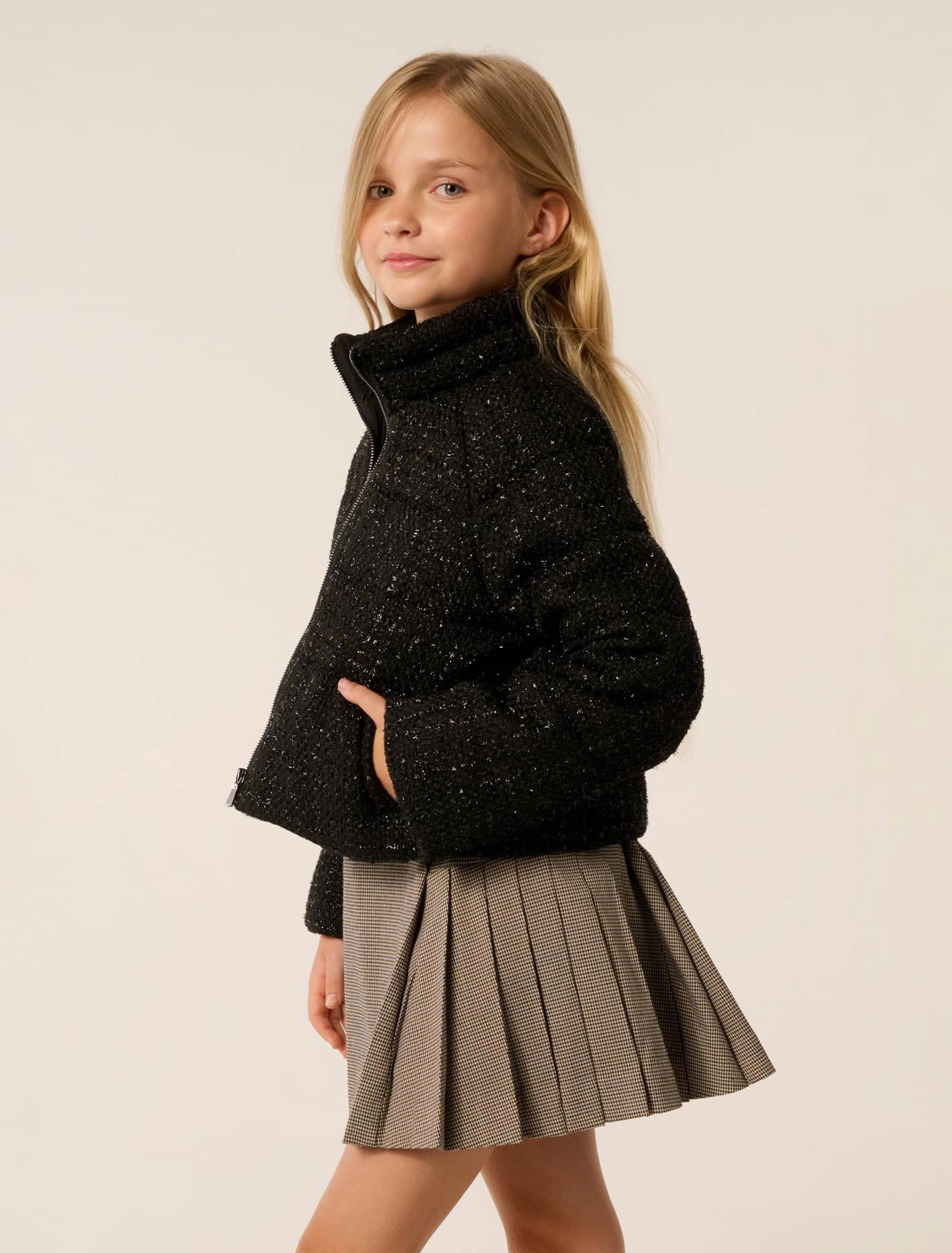 Wilhelmina Teen Boucle Puffer Jacket