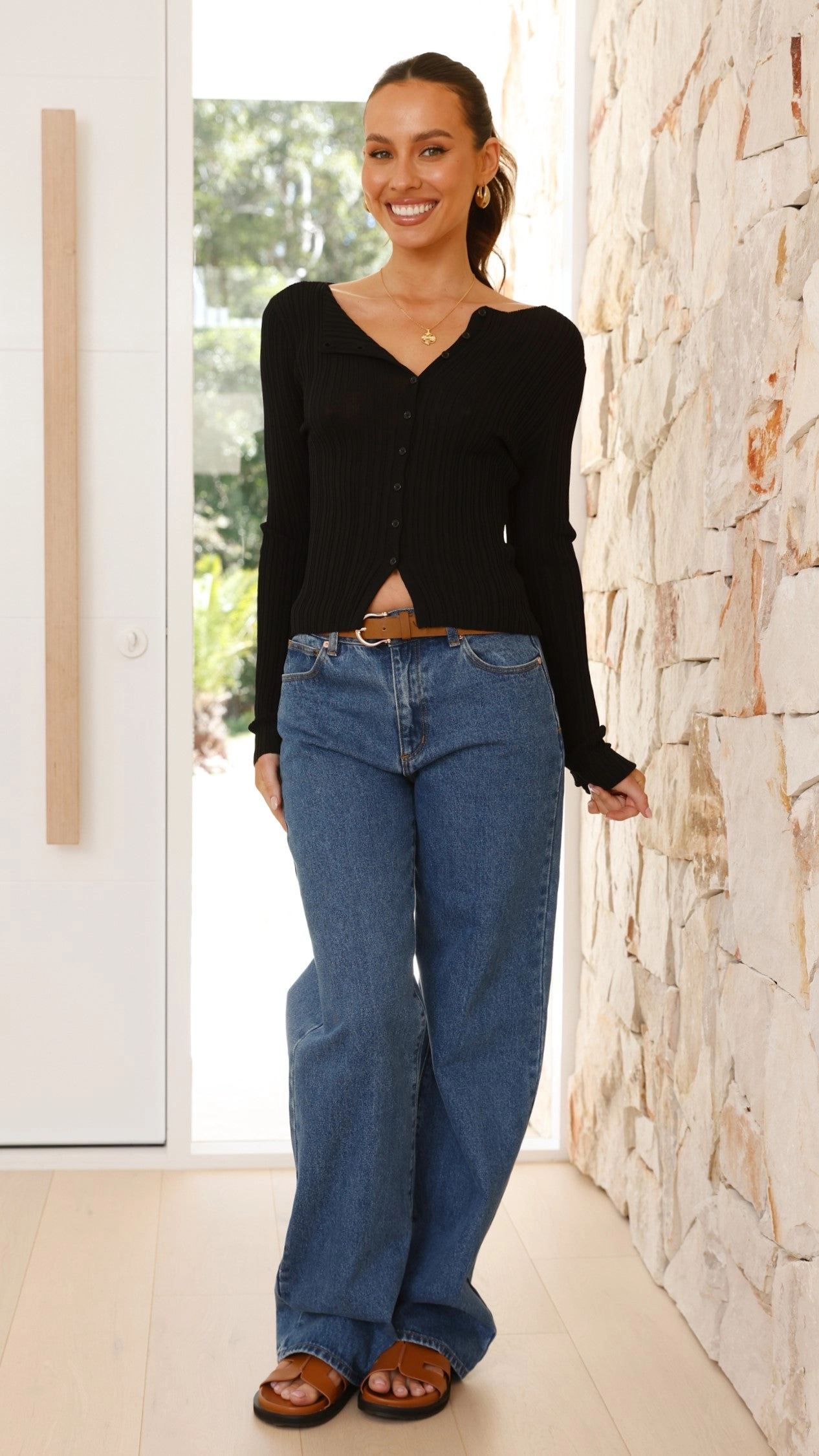 Wilma Long Sleeve Top - Black