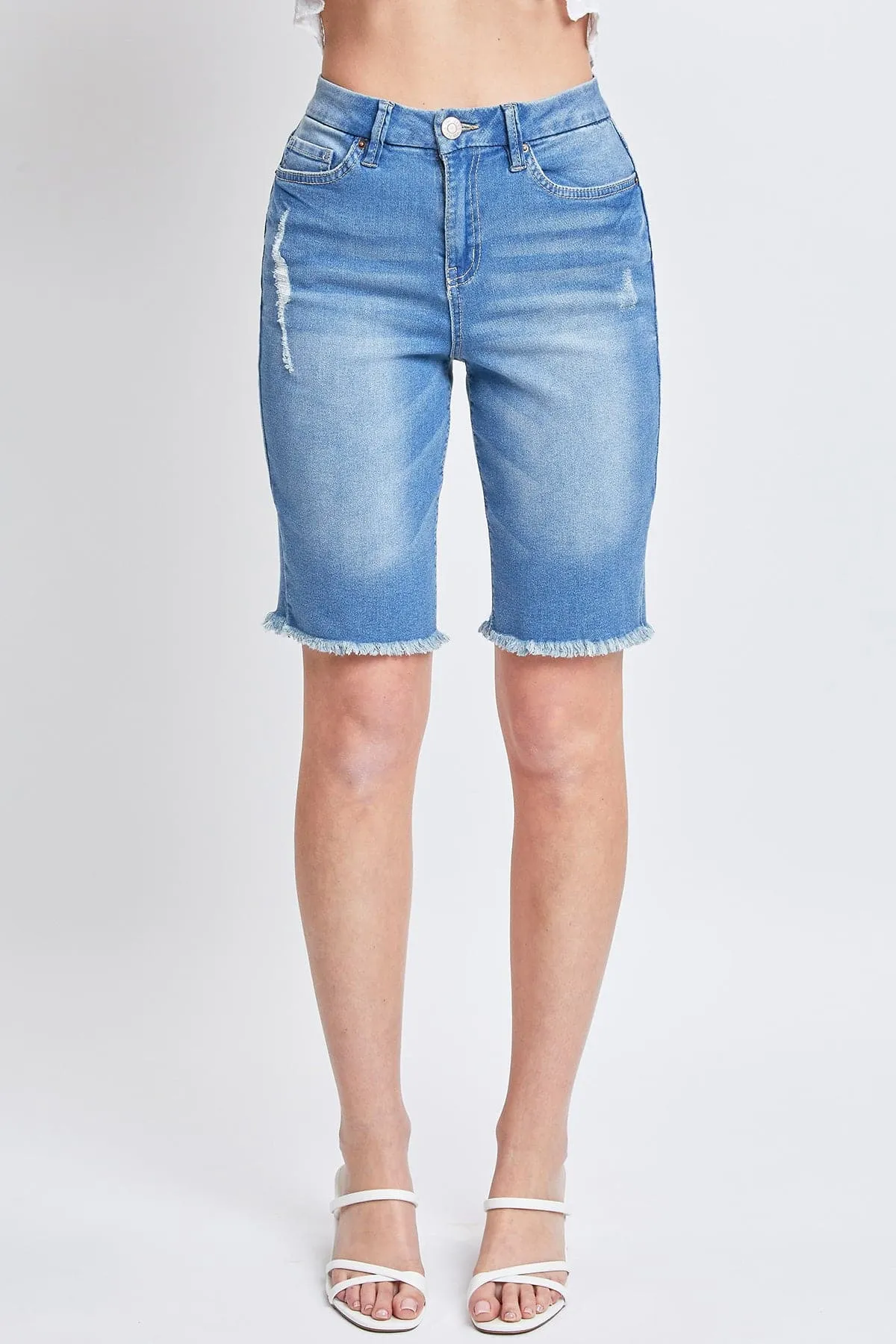 Women’s Curvy  Fray Hem Bermuda