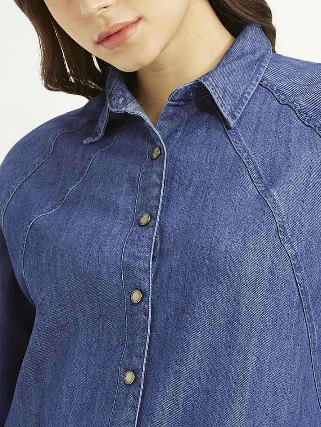 Women's Solid Spread Collar Shirt