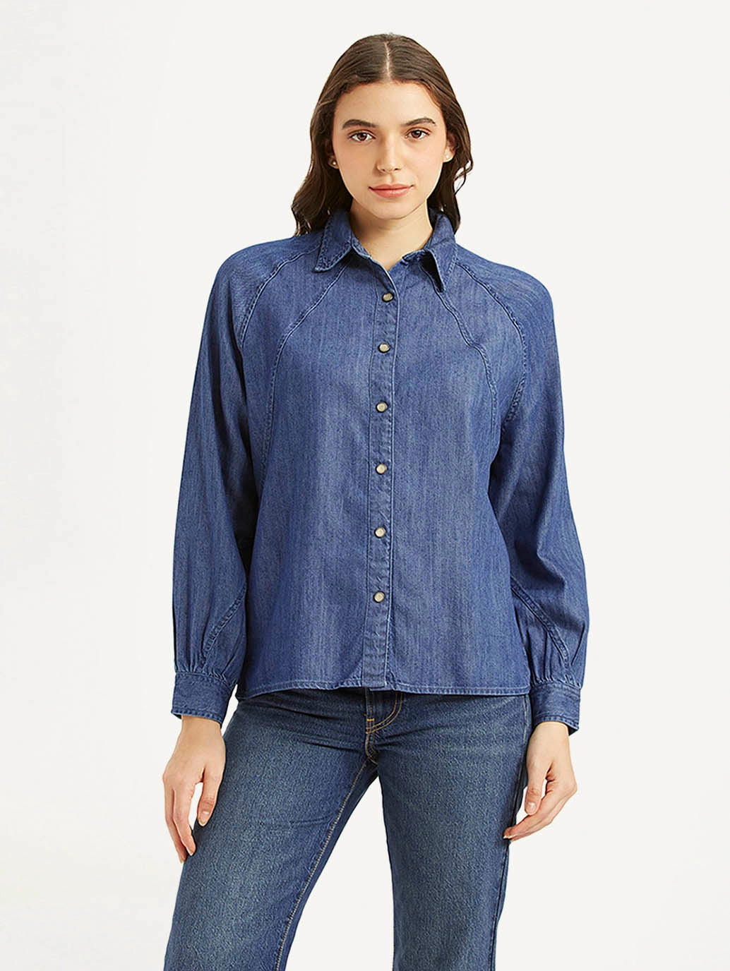 Women's Solid Spread Collar Shirt