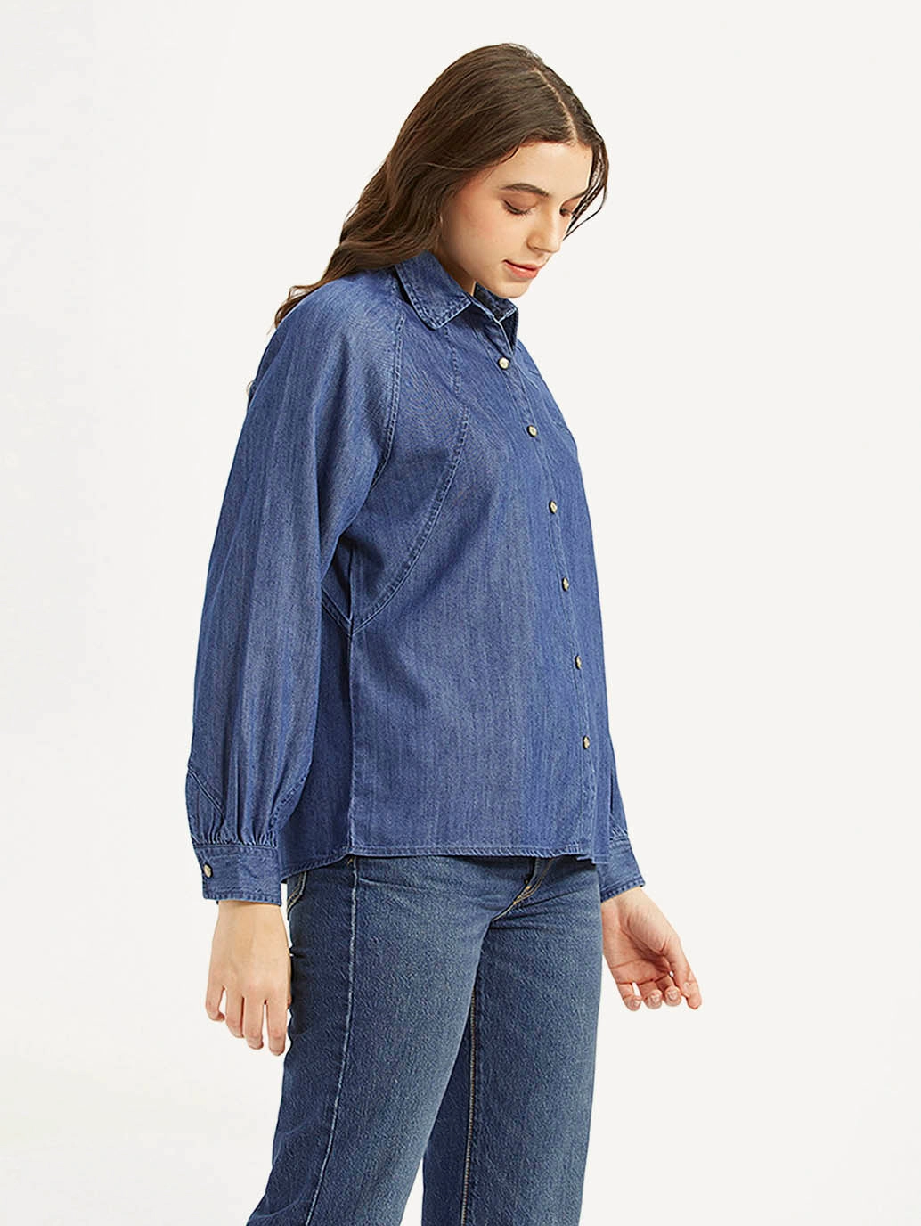 Women's Solid Spread Collar Shirt
