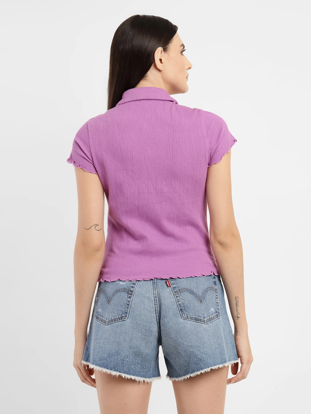 Women's Solid Spread Collar Top