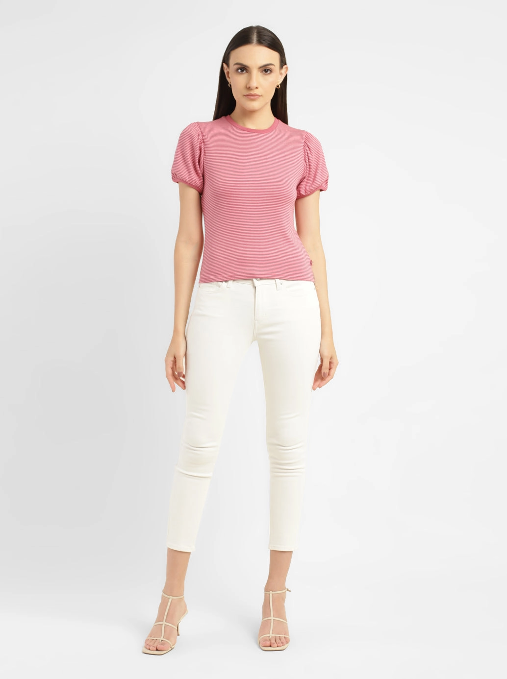 Women's Striped Pink Round Neck Top